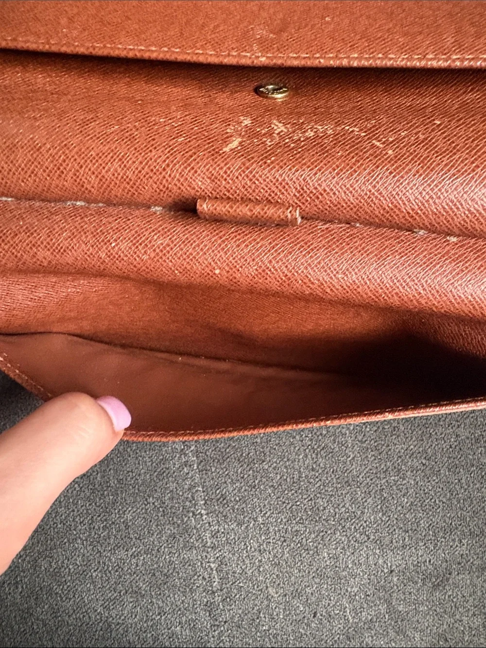 Louis Vuitton Sarah Monogram Canvas Continental Wallet in Brown & Gold